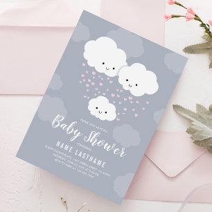 Wolken Rosa Herzen Familie Paare Baby Shower Mädch Einladung