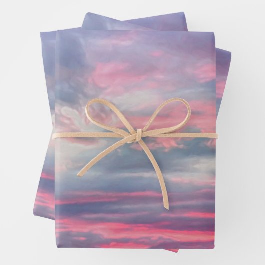 Wolken Schöne rosa blaue gestrichene Himmel Geschenkpapier Set (Beispiel)