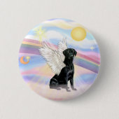 Wolken - Schwarzer Labrador Retriever Angel Button (Vorderseite)