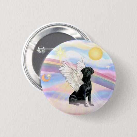 Wolken - Schwarzer Labrador Retriever Angel Button (Vorne & Hinten)