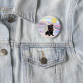 Wolken - Schwarzer Pug Engel Button (Beispiel)