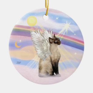 Wolken - Siamesische Katze Engel Keramikornament