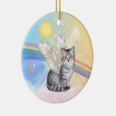 Wolken - Silver Tabby Tiger Cat Angel Keramikornament (Rechts)