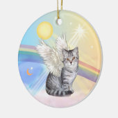 Wolken - Silver Tabby Tiger Cat Angel Keramikornament (Links)