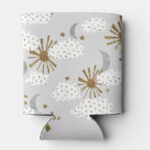 Wolken, Sonne und Mond, minimalistisches Muster. Dosenkühler (Rückseite)