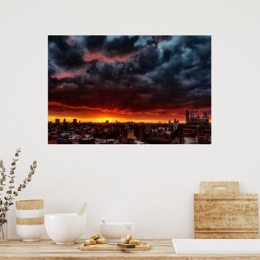 Wolken, Sonnenuntergang und Rot Poster (Küche)