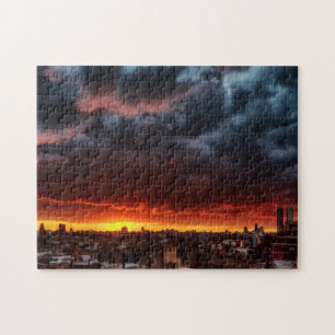 Wolken, Sonnenuntergang und Rot Puzzle