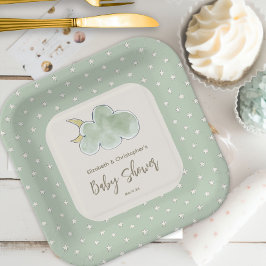 Wolken Sterne Niedliche Baby-Duschkuppel Neutral Pappteller