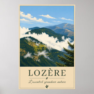 Wolken über dem Bergwald Poster