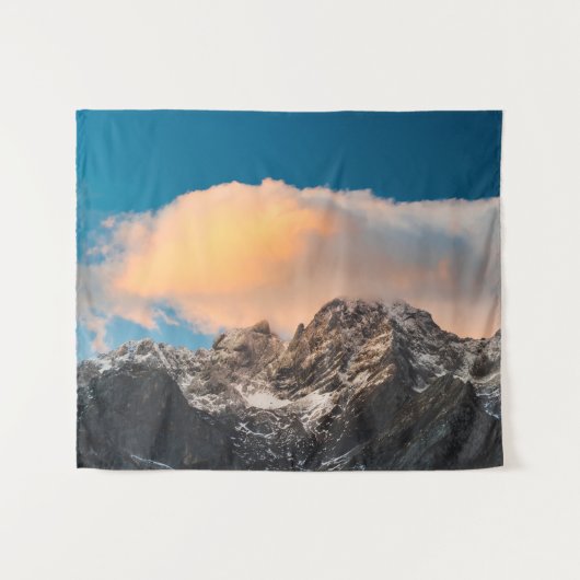 Wolken über den Bergen brennen Wandteppich (Vorderseite (Horizontal))