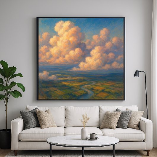 Wolken über Landschaft - Pastellmalerei-Stil Poster