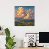 Wolken über Landschaft - Pastellmalerei-Stil Poster (Heimbüro)