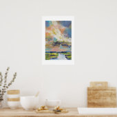 Wolken über Marsch-Gemälde / Künstler Larry Lerew Poster (Küche)