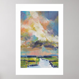 Wolken über Marsch-Gemälde / Künstler Larry Lerew Poster