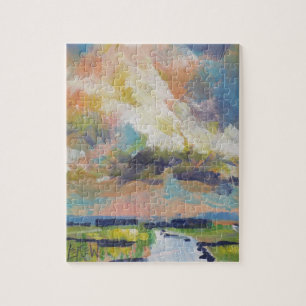 Wolken über Marsch-Gemälde / Künstler Larry Lerew Puzzle