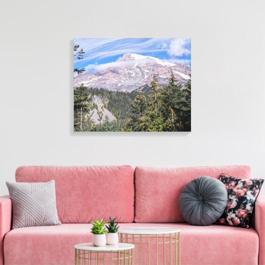 Wolken über Mount Rainier - Landschaftspanorama Leinwanddruck (Insitu (Wohnzimmer))