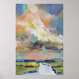 Wolken über Sumpf Gemälde / Künstler Larry Lerew Poster