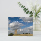 Wolken und Broadway Tower, Cotswolds Text Postkart Postkarte (Stehend Vorderseite)