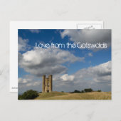 Wolken und Broadway Tower, Cotswolds Text Postkart Postkarte (Vorne/Hinten)