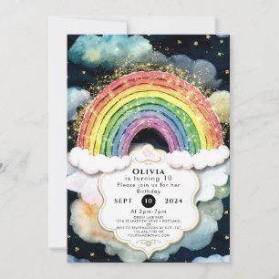 Wolken und Farben Rainbow zum Geburtstag Einladung