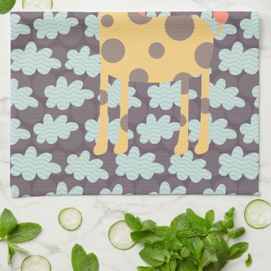 Wolken und Giraffen Geschirrtuch (Gefaltet)