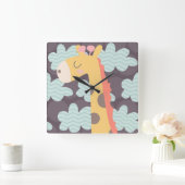 Wolken und Giraffen Quadratische Wanduhr (Zuhause)