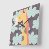 Wolken und Giraffen Quadratische Wanduhr (Winkel)