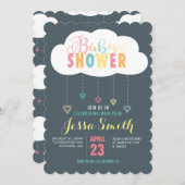 Wolken und Herzdusche Einladung (Vorne/Hinten)