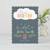 Wolken und Herzdusche Einladung (Stehend Vorderseite)