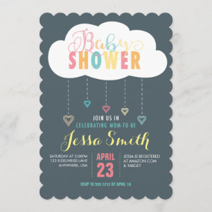 Wolken und Herzen Baby Shower Einladung