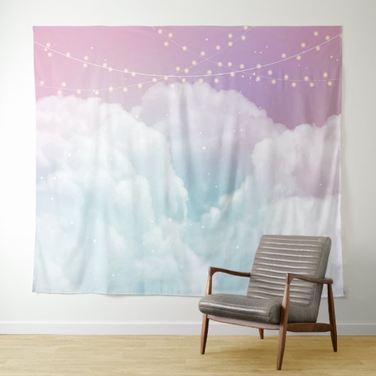 Wolken und Lichter Aquarellpastellfarben Wandteppich (Beispiel (Horizontal))