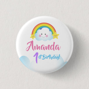 Wolken-und Regenbogen-Kindergeburtstags-Party Button