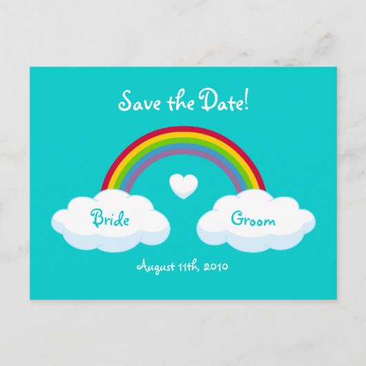 Wolken und Regenbogen - Save the Date Karte (Vorderseite)