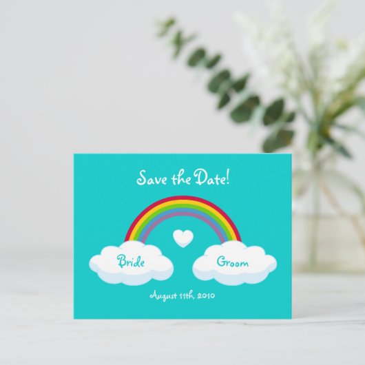 Wolken und Regenbogen - Save the Date Karte (Stehend Vorderseite)