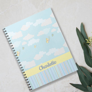 Wolken und Schmetterlinge Pastel Personalisiert Notizblock