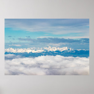 Wolken und Schneeberg Triglav Poster