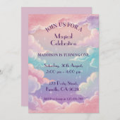 Wolken und Sterne - Geburtstag individuell Einladung (Vorne/Hinten)