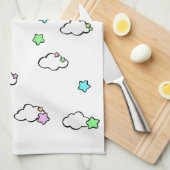 Wolken und Sterne Geschirrtuch (Viertel Falte)