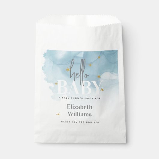 Wolken und Sterne Hallo Kinderdusche Geschenktütchen (Vorderseite)