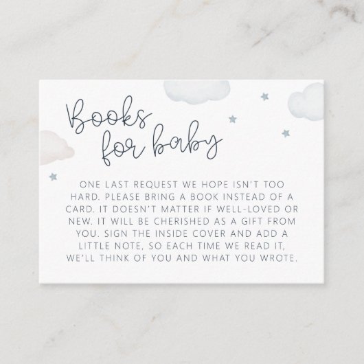 Wolken und Sternenbücher für die Babyumschließkart Begleitkarte (Vorderseite)