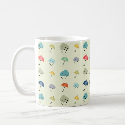 Wolken und Umbrellas Niedlich Moderne Muster Kaffeetasse (Links)