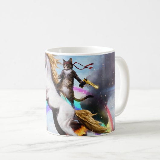 Wolken-Unicorn- und Katzenwolle Kaffeetasse (VorderseiteRechts)