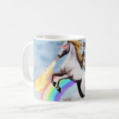 Wolken-Unicorn- und Katzenwolle Kaffeetasse (Vorderseite Links)