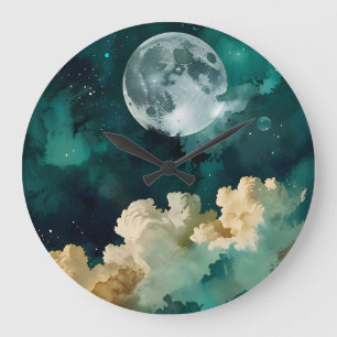 Wolken unter dem Mond Große Wanduhr