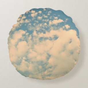 Wolken - Vintage Farbgestaltung Rundes Kissen