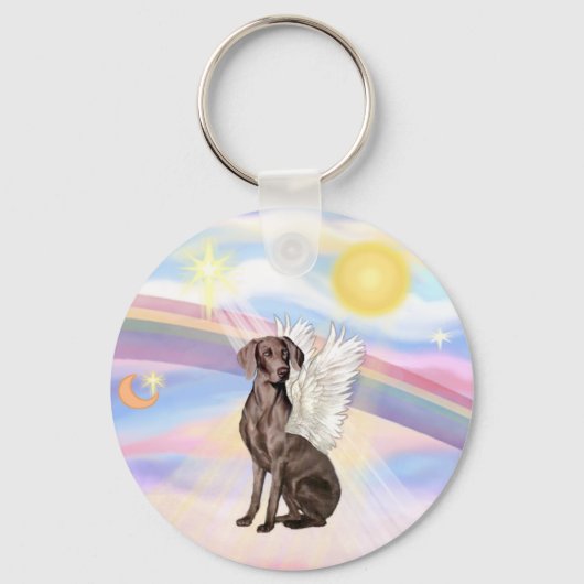 Wolken - Weimaraner Engel Schlüsselanhänger (Vorderseite)