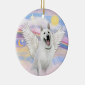 Wolken - Weißer Deutscher Schäferhund Keramikornament (Rechts)