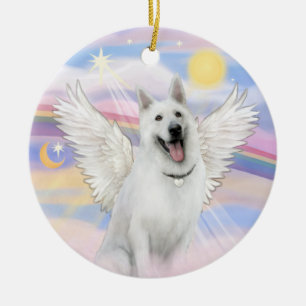 Wolken - Weißer Deutscher Schäferhund Keramikornament