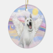 Wolken - Weißer Deutscher Schäferhund Keramikornament (Links)