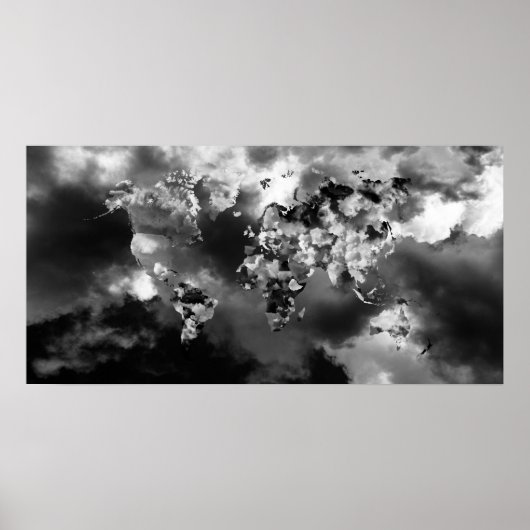 Wolken-Weltkarte Poster (Vorne)